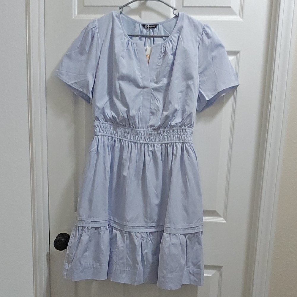 Light Blue Short Sleeve Dress
